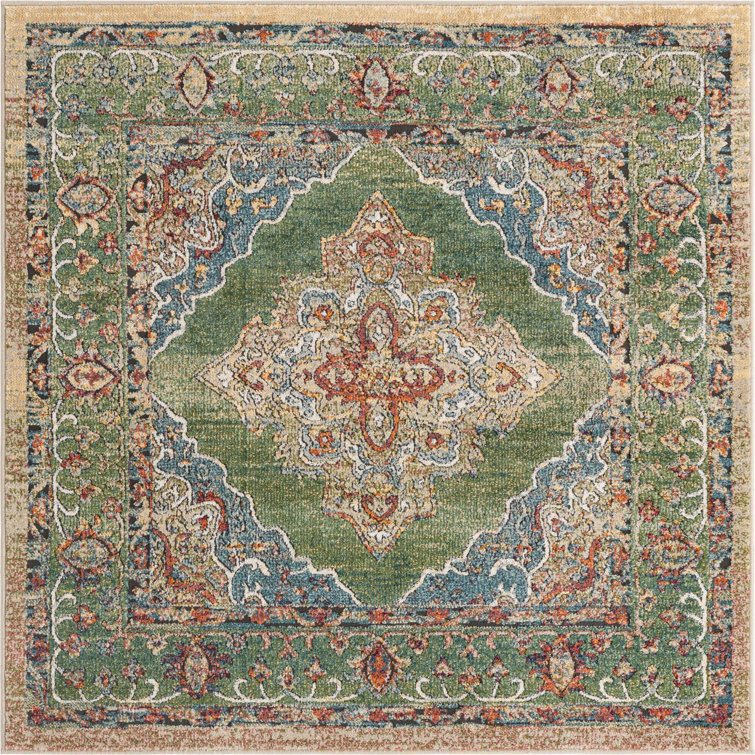 Bungalow Rose Dederang Oriental Area Rug in Green & Reviews Wayfair